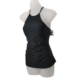 Hapari Black High-Neck Strappy Tankini With Removable Foam Cups Size S